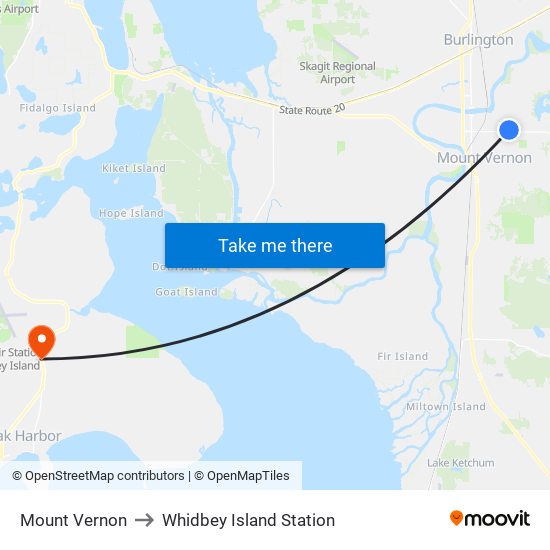 Mount Vernon to Whidbey Island Station map