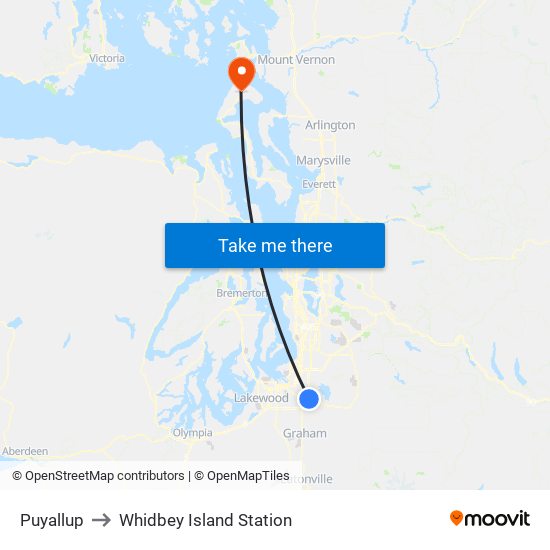 Puyallup to Whidbey Island Station map