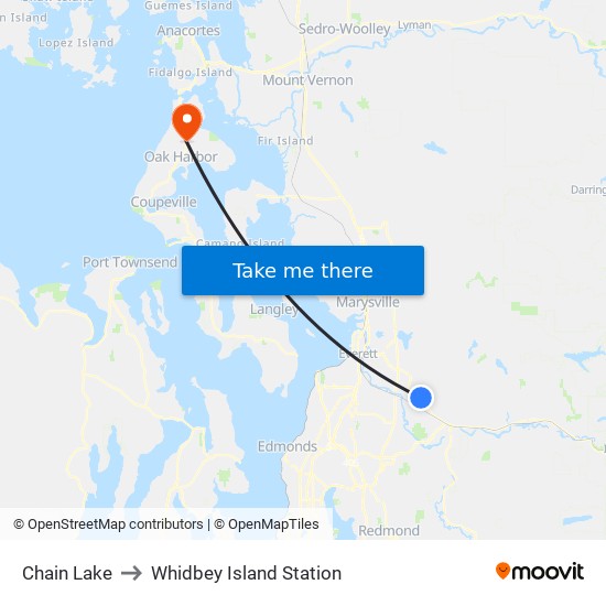 Chain Lake to Whidbey Island Station map