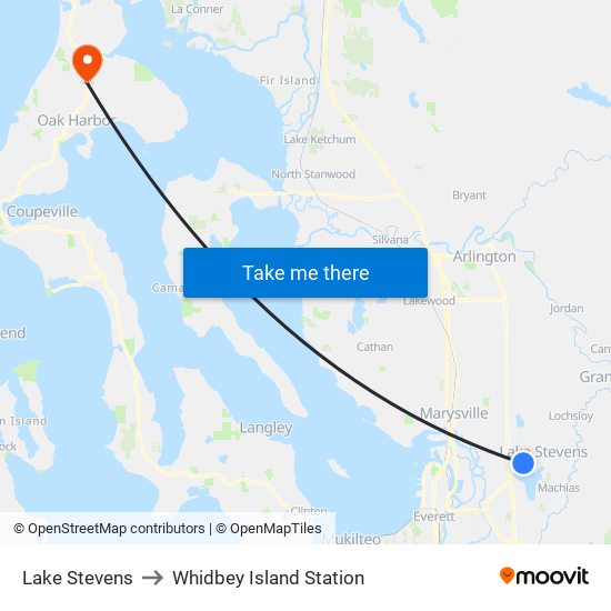 Lake Stevens to Whidbey Island Station map