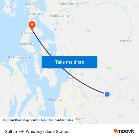 Sultan to Whidbey Island Station map