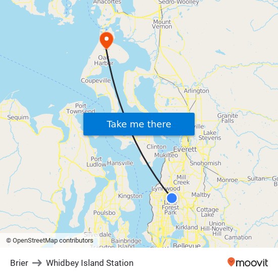 Brier to Whidbey Island Station map