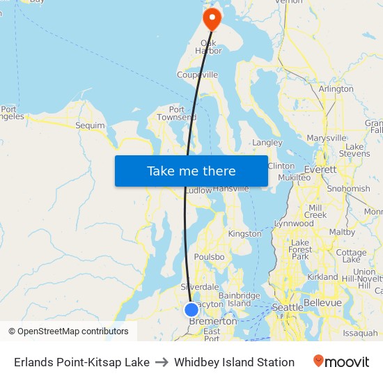 Erlands Point-Kitsap Lake to Whidbey Island Station map