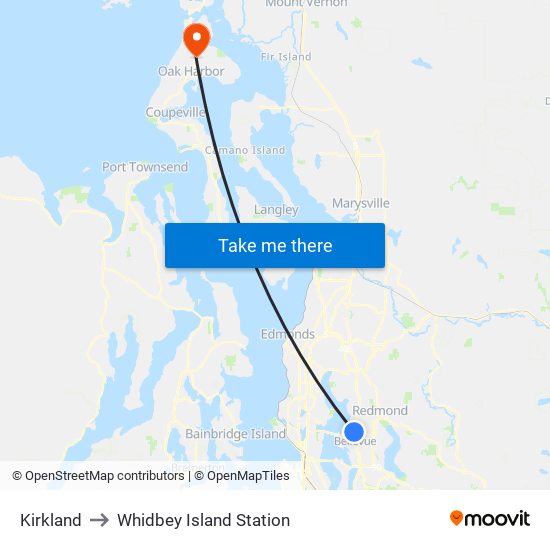 Kirkland to Whidbey Island Station map