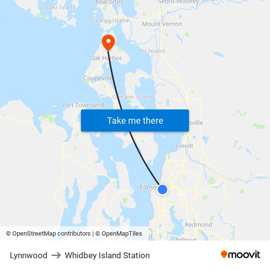 Lynnwood to Whidbey Island Station map