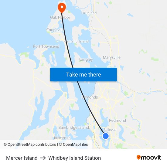 Mercer Island to Whidbey Island Station map