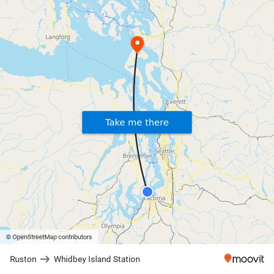 Ruston to Whidbey Island Station map