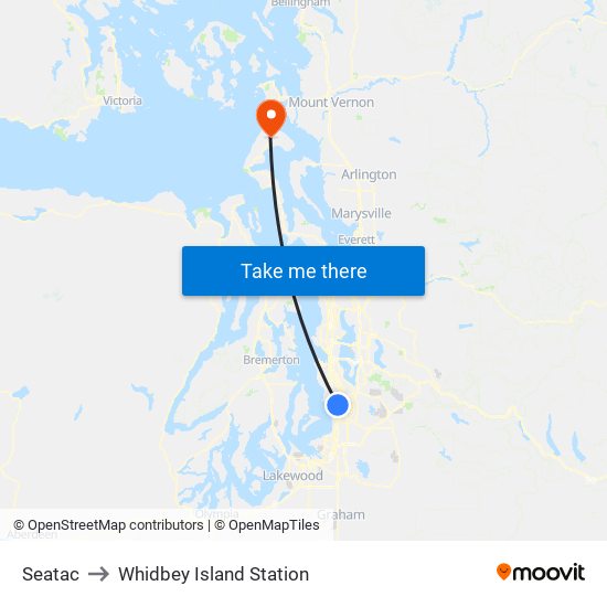 Seatac to Whidbey Island Station map