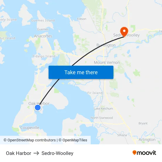 Oak Harbor to Sedro-Woolley map