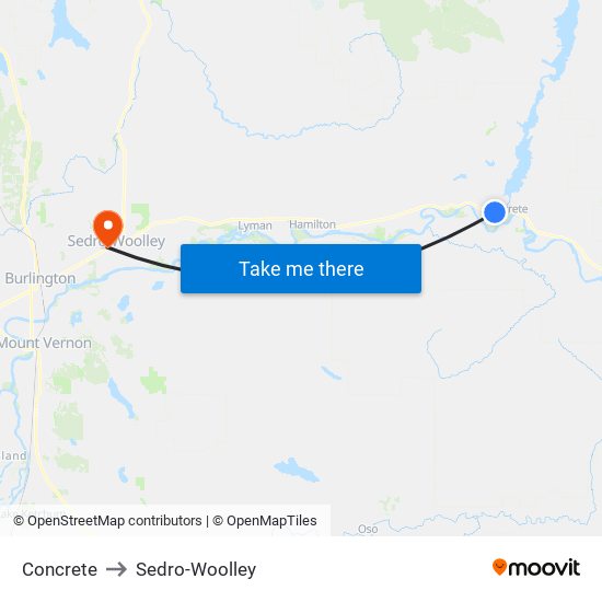 Concrete to Sedro-Woolley map