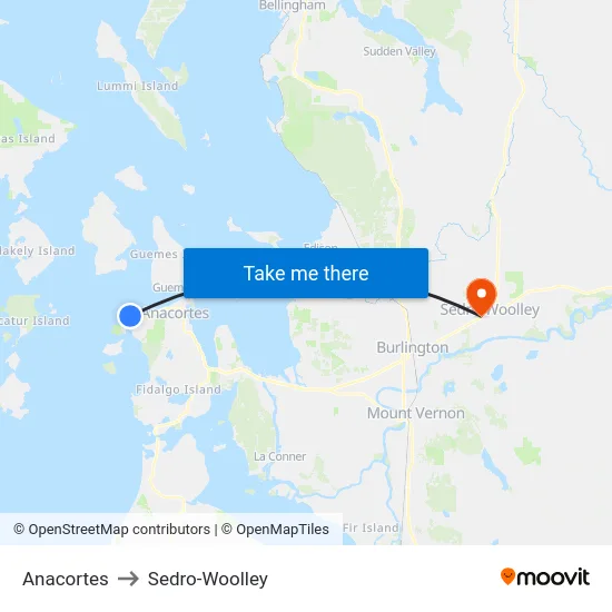 Anacortes to Sedro-Woolley map