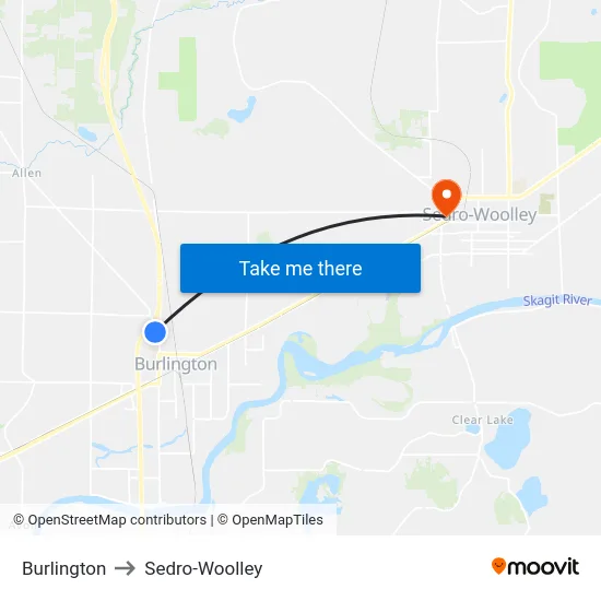 Burlington to Sedro-Woolley map