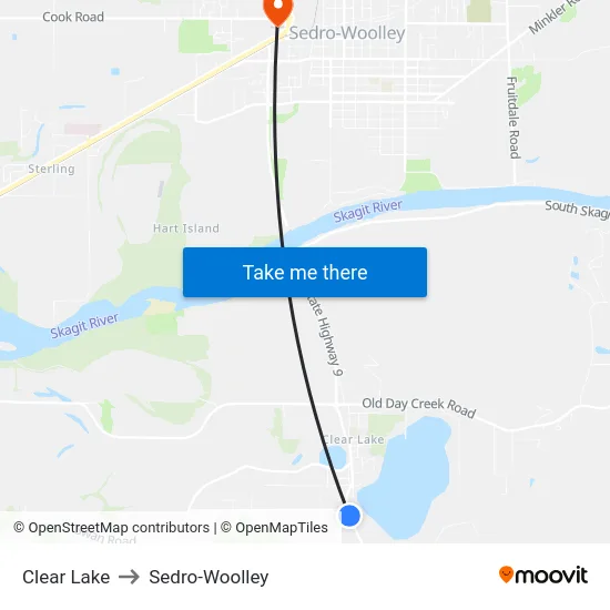 Clear Lake to Sedro-Woolley map