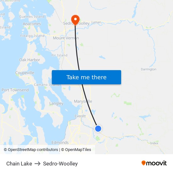 Chain Lake to Sedro-Woolley map