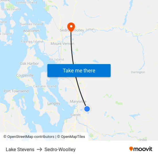 Lake Stevens to Sedro-Woolley map