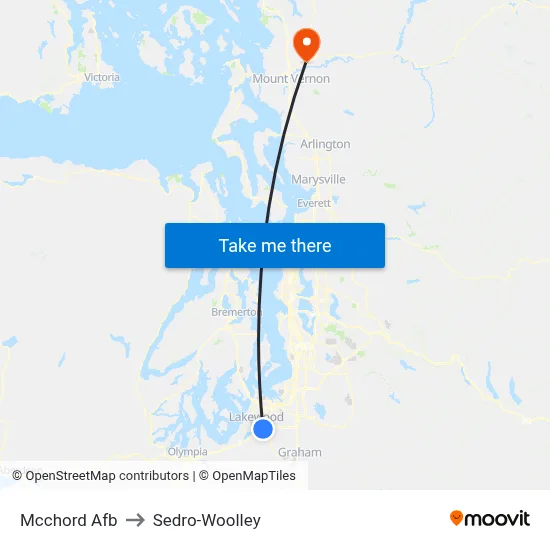 Mcchord Afb to Sedro-Woolley map