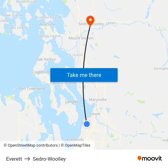 Everett to Sedro-Woolley map