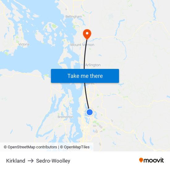 Kirkland to Sedro-Woolley map