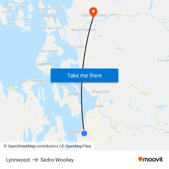Lynnwood to Sedro-Woolley map