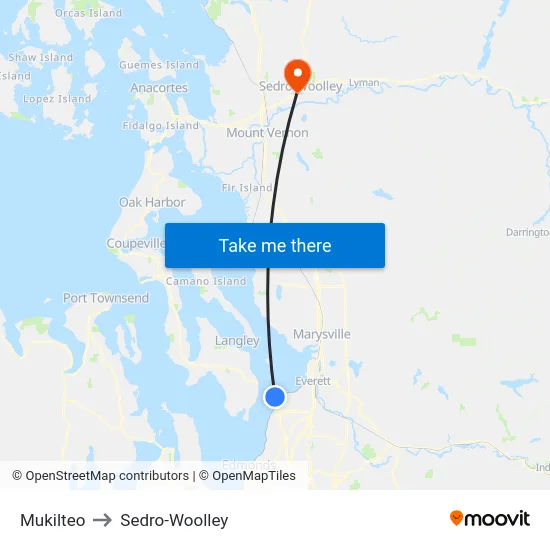 Mukilteo to Sedro-Woolley map