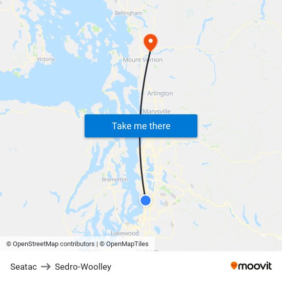 Seatac to Sedro-Woolley map