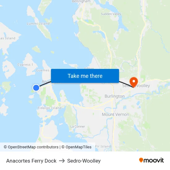 Anacortes Ferry Dock to Sedro-Woolley map