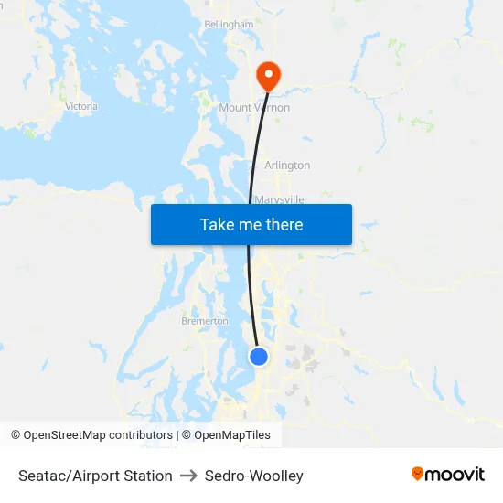 Seatac/Airport Station to Sedro-Woolley map