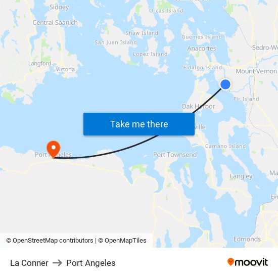 La Conner to Port Angeles map