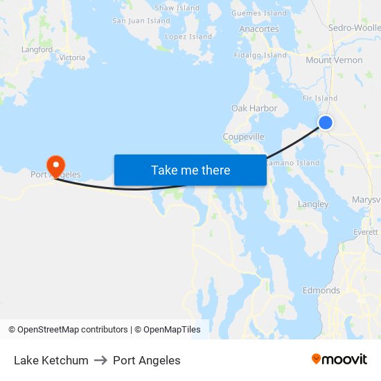 Lake Ketchum to Port Angeles map