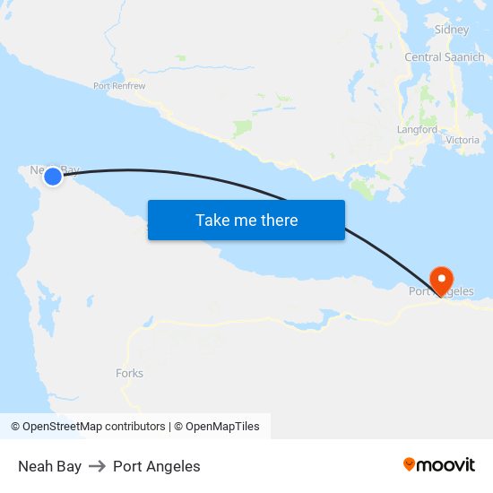 Neah Bay to Port Angeles map