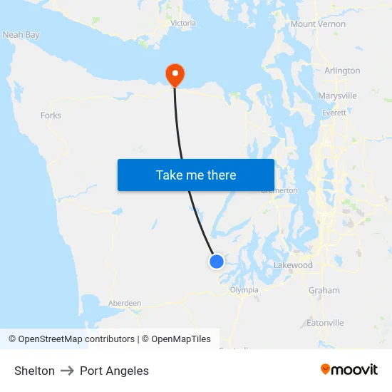 Shelton to Port Angeles map
