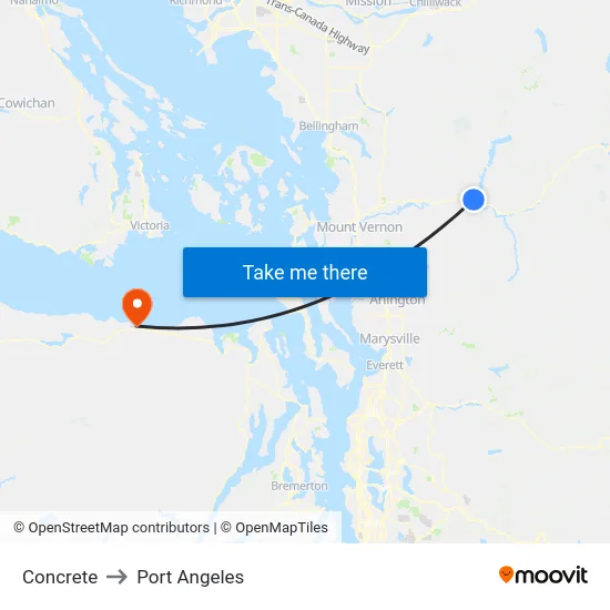 Concrete to Port Angeles map