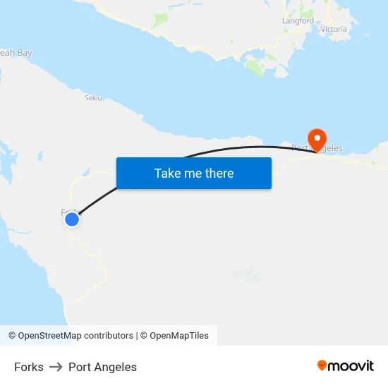 Forks to Port Angeles map