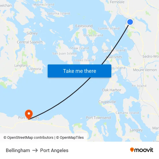 Bellingham to Port Angeles map