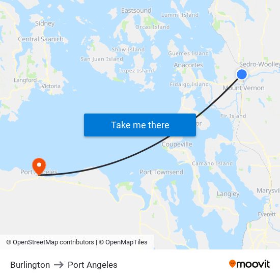 Burlington to Port Angeles map