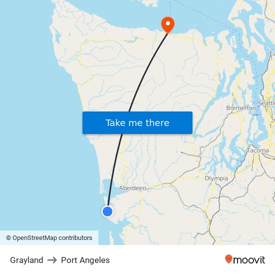Grayland to Port Angeles map