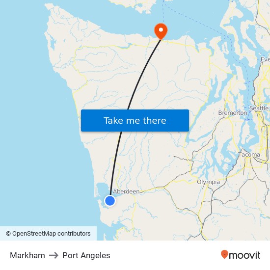 Markham to Port Angeles map