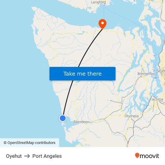 Oyehut to Port Angeles map