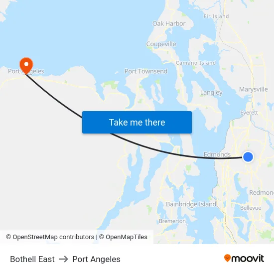 Bothell East to Port Angeles map