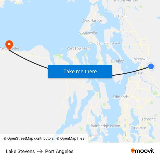 Lake Stevens to Port Angeles map