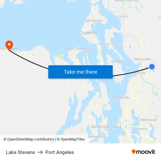 Lake Stevens to Port Angeles map