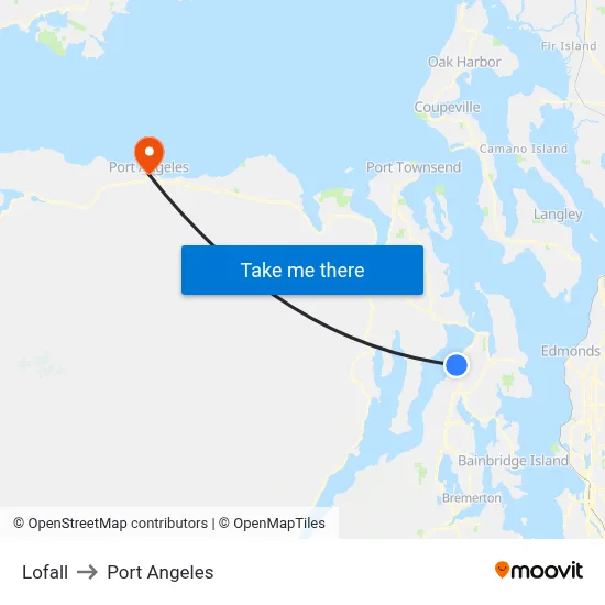 Lofall to Port Angeles map