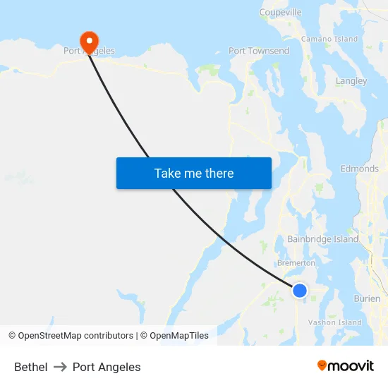 Bethel to Port Angeles map