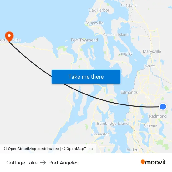 Cottage Lake to Port Angeles map