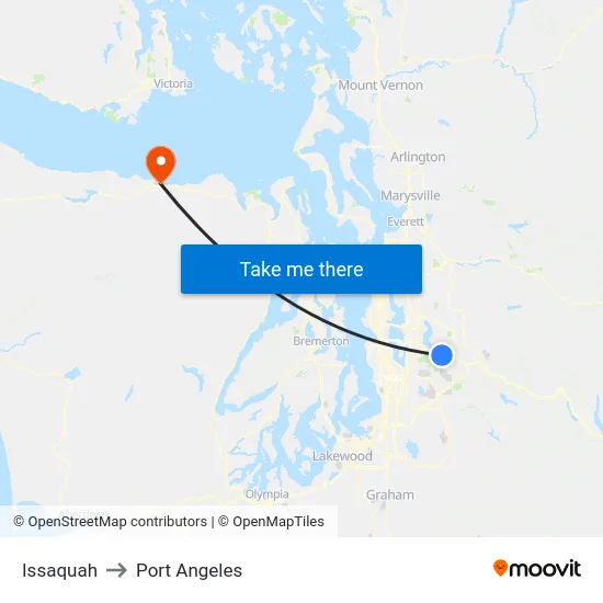 Issaquah to Port Angeles map