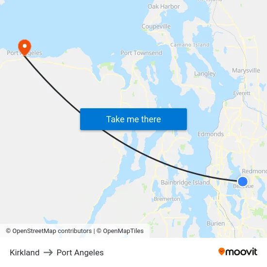 Kirkland to Port Angeles map