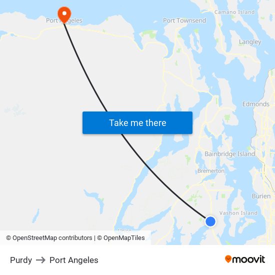 Purdy to Port Angeles map