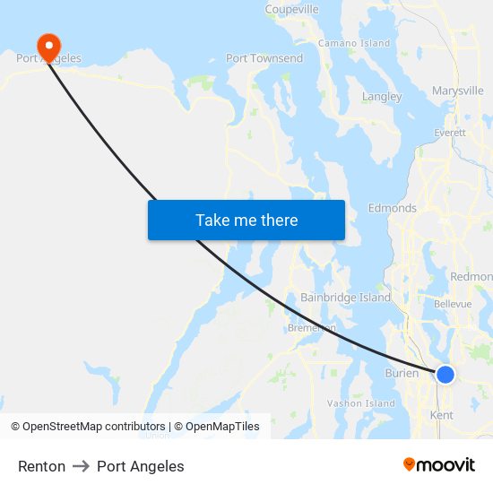 Renton to Port Angeles map