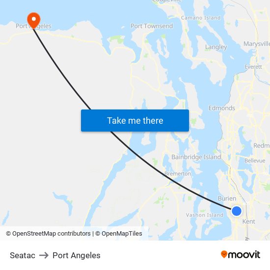 Seatac to Port Angeles map