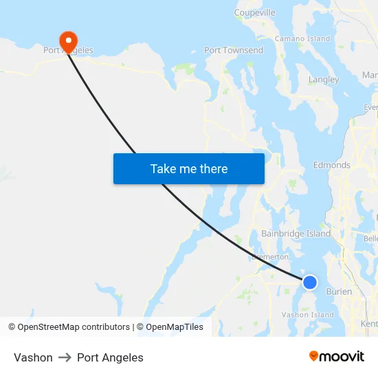 Vashon to Port Angeles map